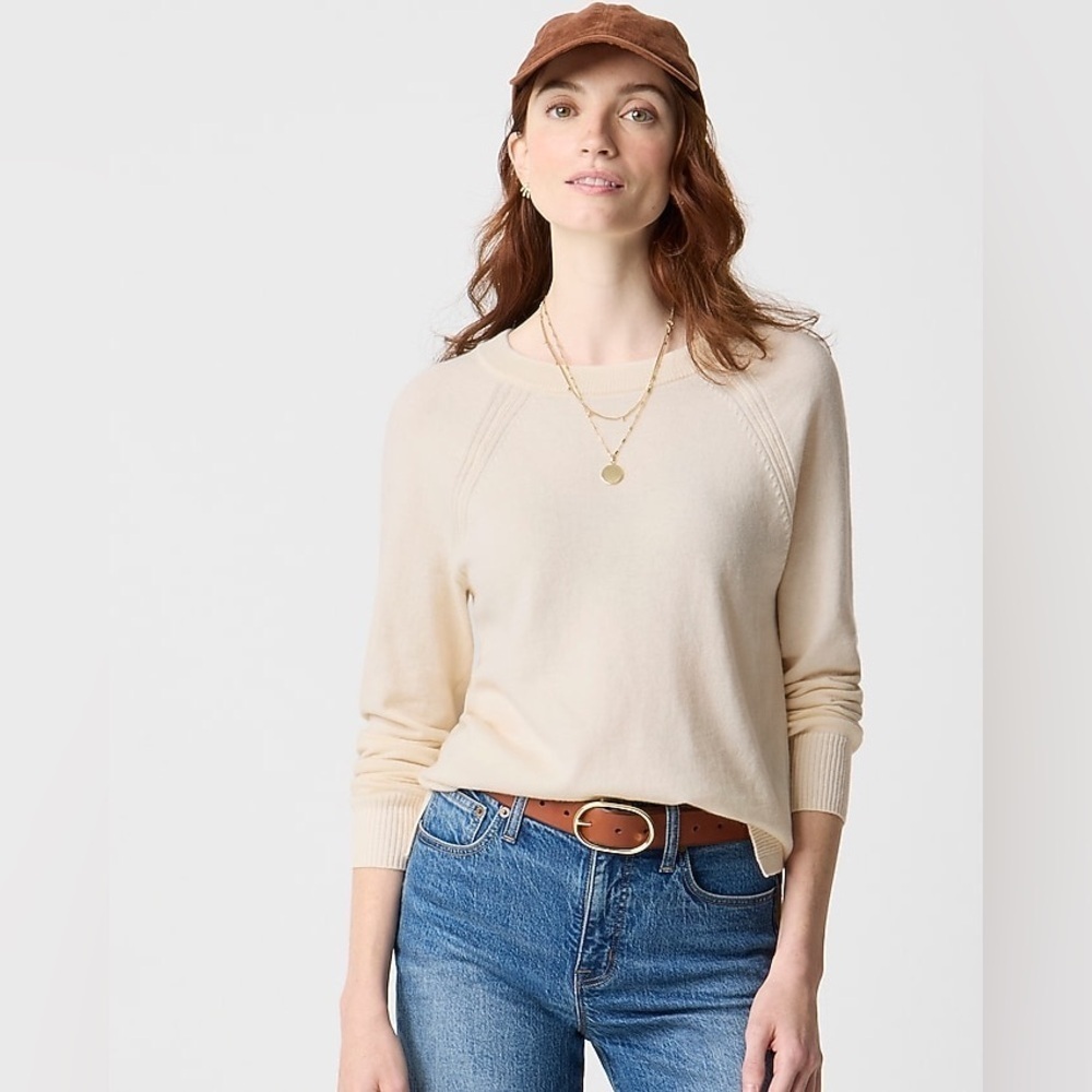 NWT J. Crew Factory Wool-Blend Boyfriend Crewneck Sweater in Dusty Ivory, XS